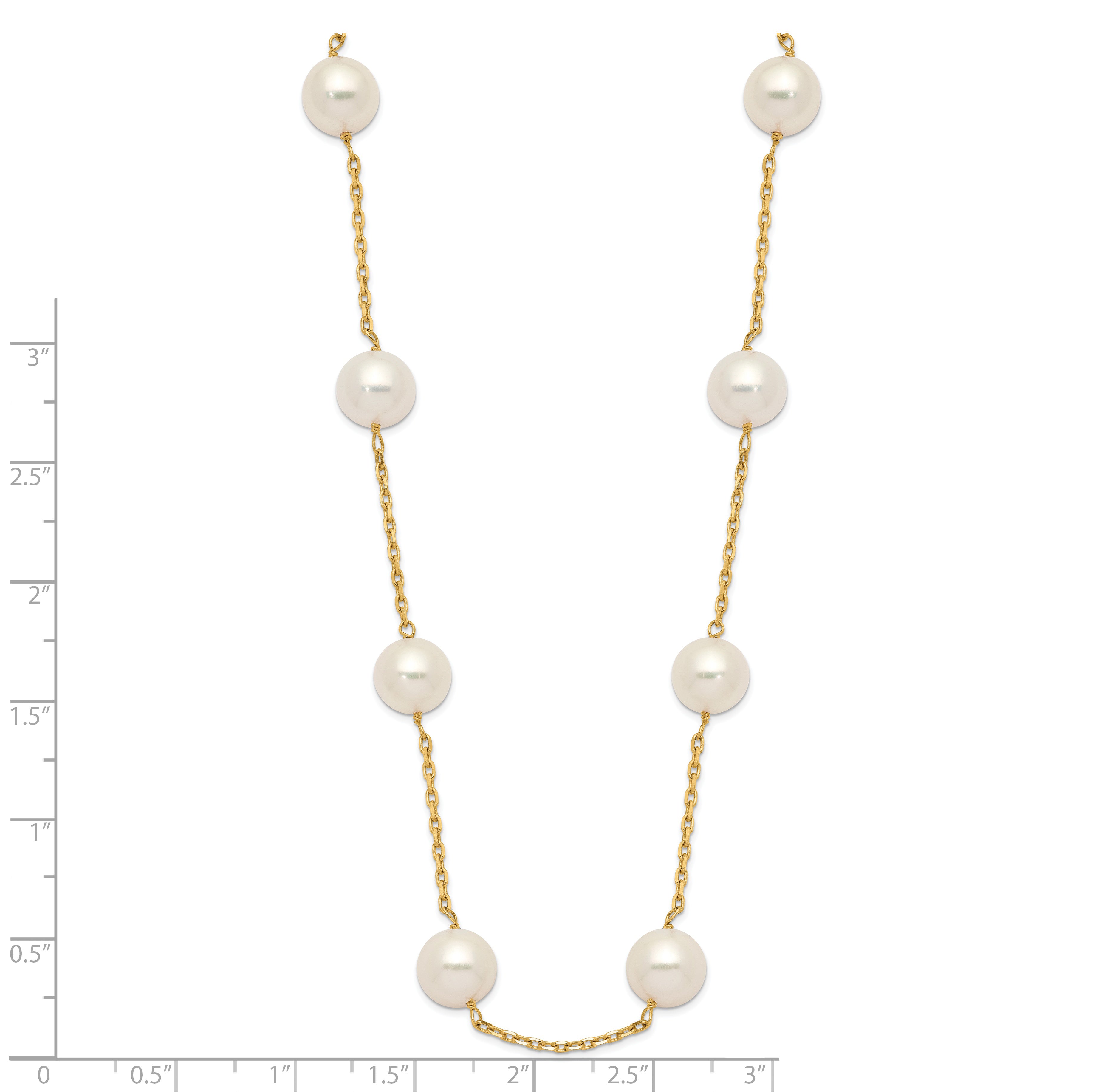 14K Gold Freshwater Pearl Necklace with Elegant 14-Station Design