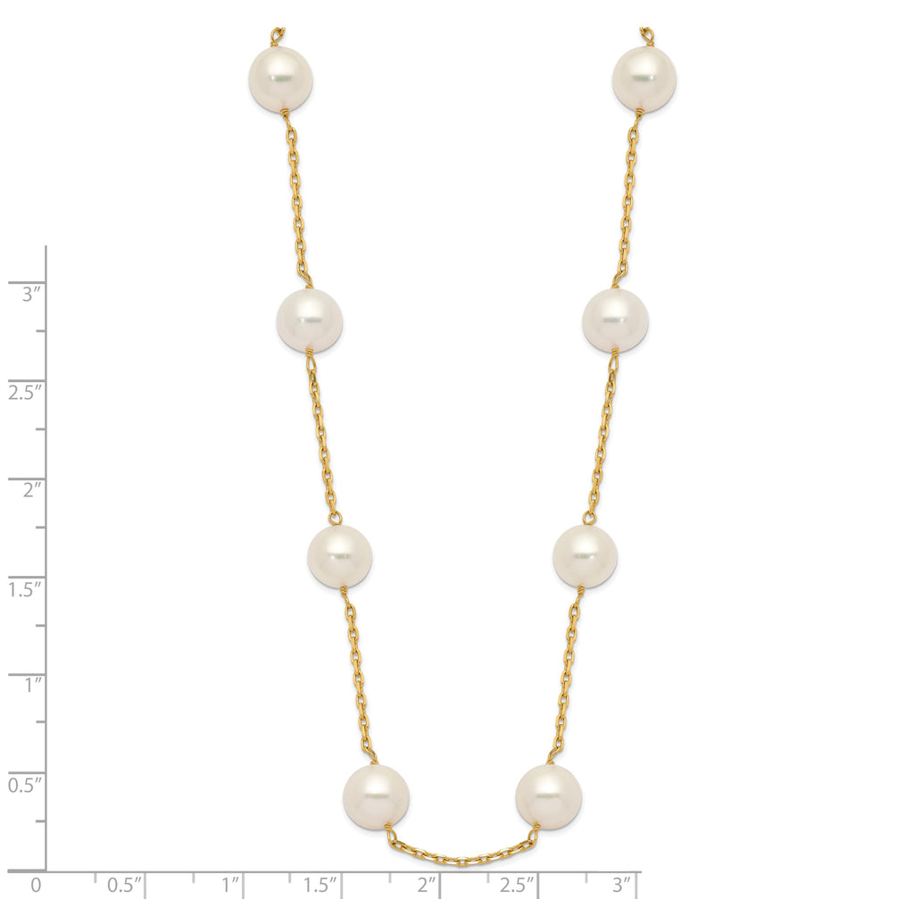 14K Gold Freshwater Pearl Necklace with Elegant 14-Station Design
