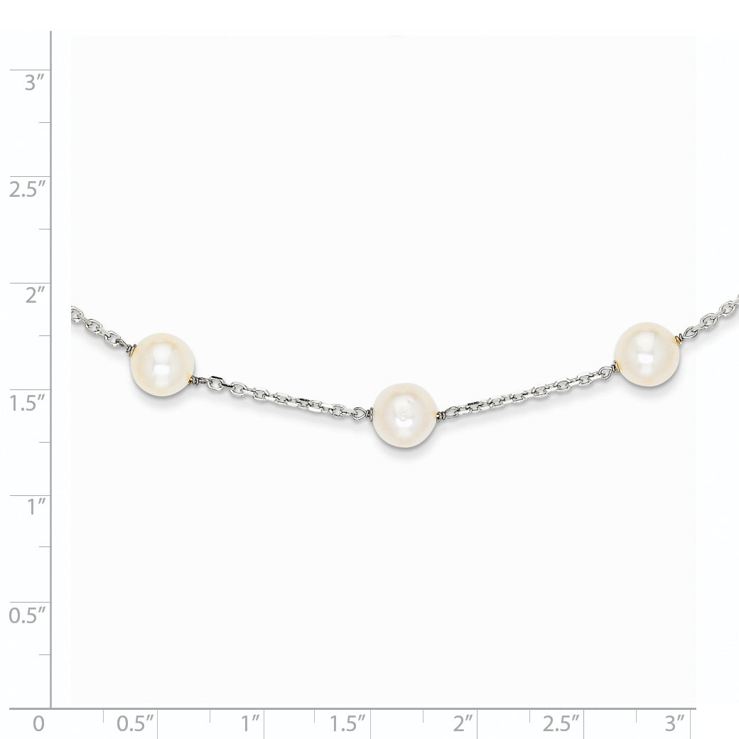 14K White Gold 8-9mm White Freshwater Cultured Pearl 14-station Necklace