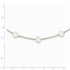 14K White Gold Freshwater Cultured Pearl Necklace with Rhodium Finish