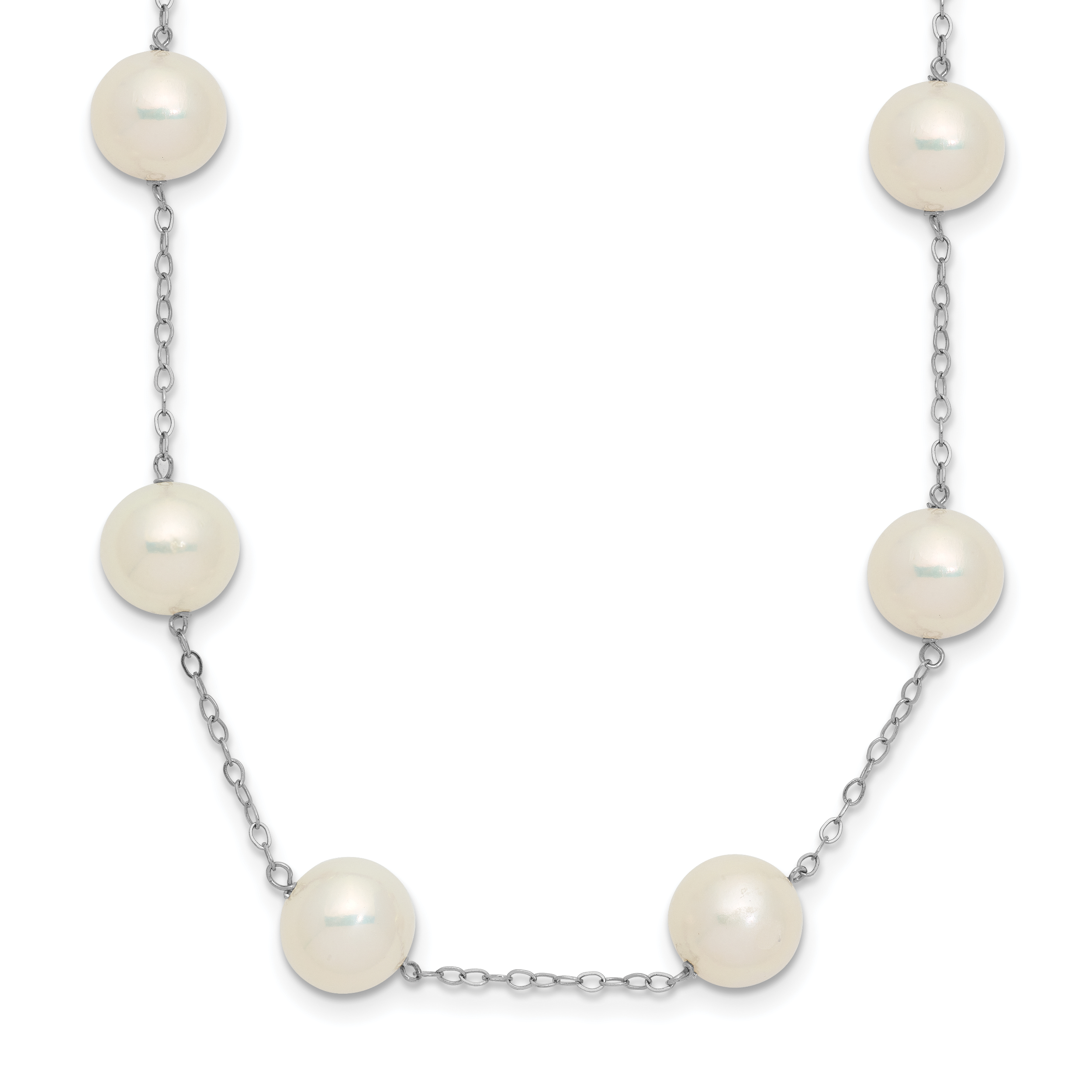 14K White Gold 8-9mm White Freshwater Cultured Pearl 14-station Necklace Main image