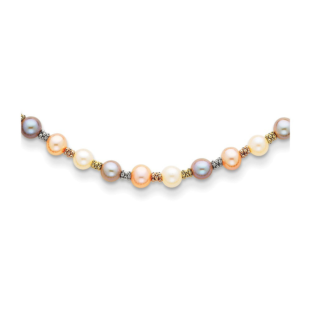 14K Tri Color FW Cultured Pearl Necklace