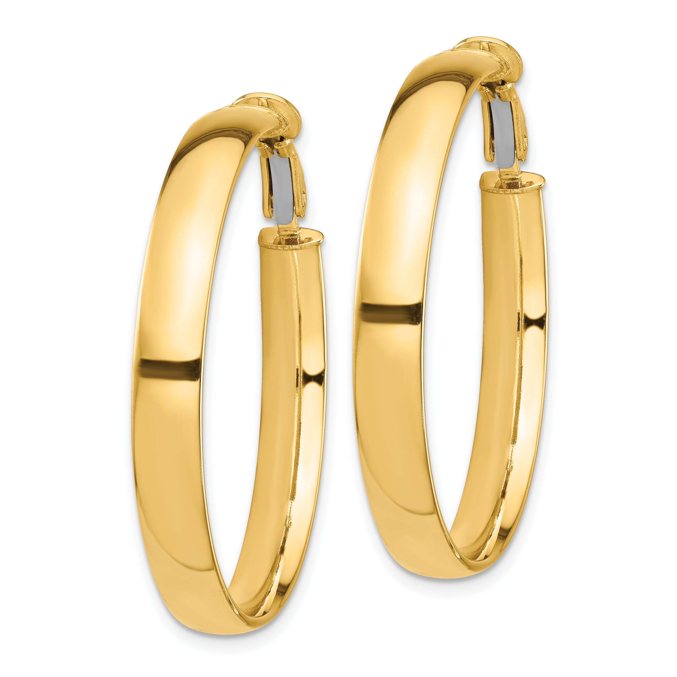 14k High Polished 5mm Omega Back Hoop Earrings Secondary image
