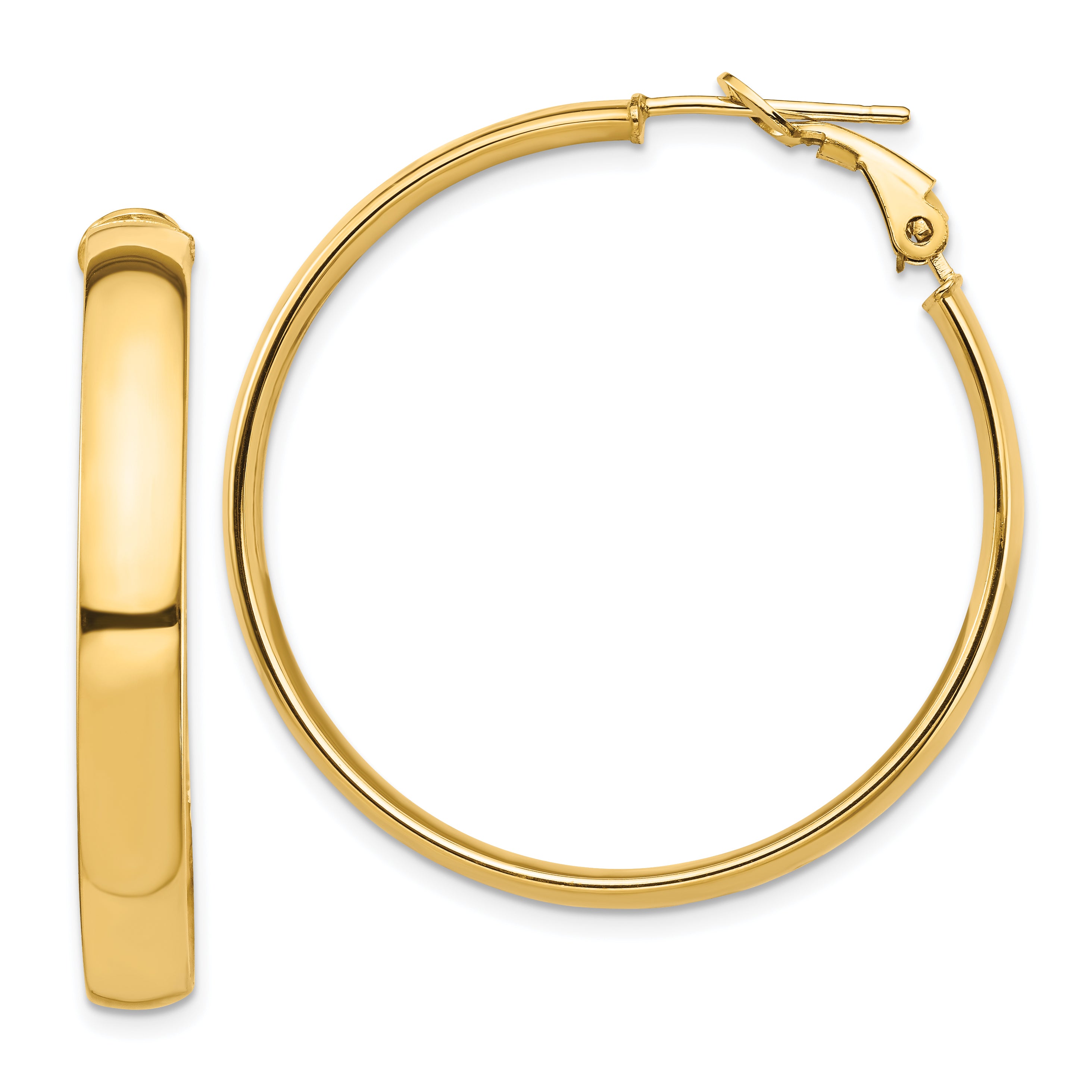 14k High Polished 5mm Omega Back Hoop Earrings Main image