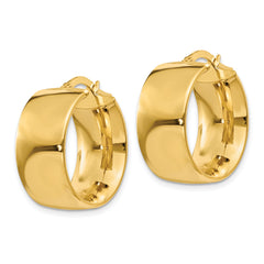 14K Gold Polished Hoop Earrings with Hollow Design  9.75mm, Elegant & Lightweight