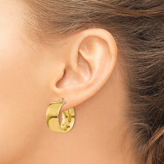 14K Gold Polished Hoop Earrings with Hollow Design  9.75mm, Elegant & Lightweight