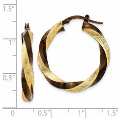 14k & Brown Rhodium 3.75mm Twisted Hoop Earrings