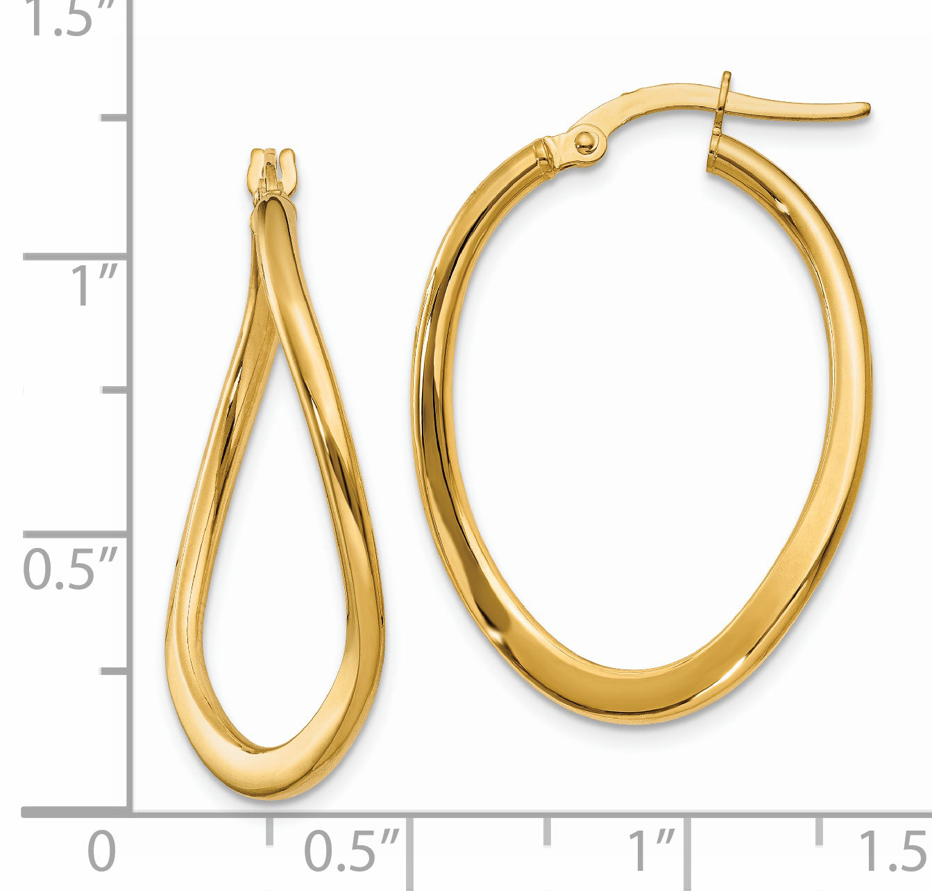 14k 2mm Polished Tapered Twist Hoop Earrings