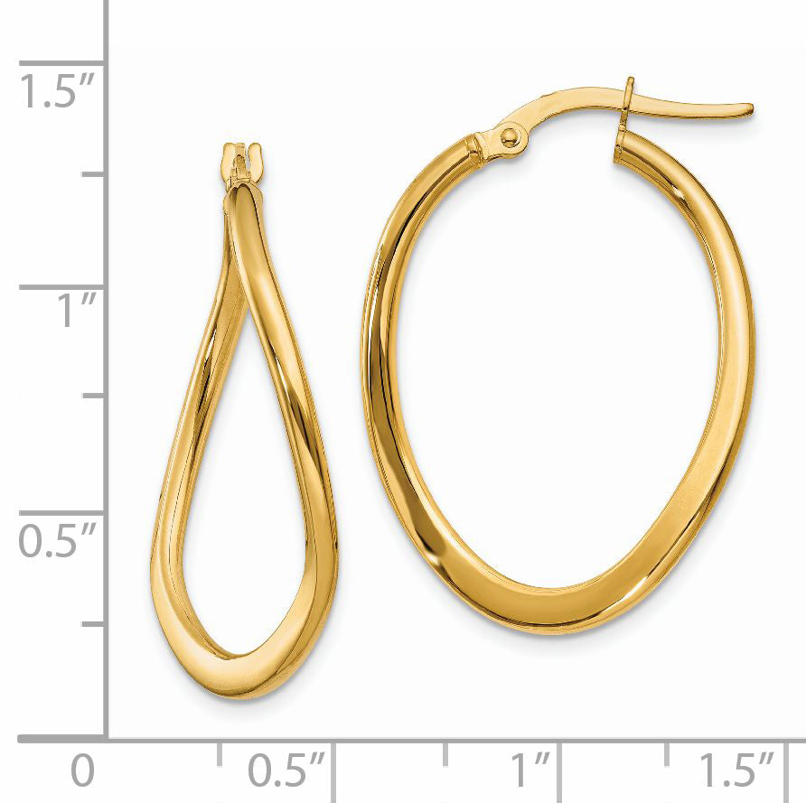 14k 2mm Polished Tapered Twist Hoop Earrings
