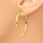 14K Gold Polished Hoop Earrings with Omega Back  36mm Hollow Design