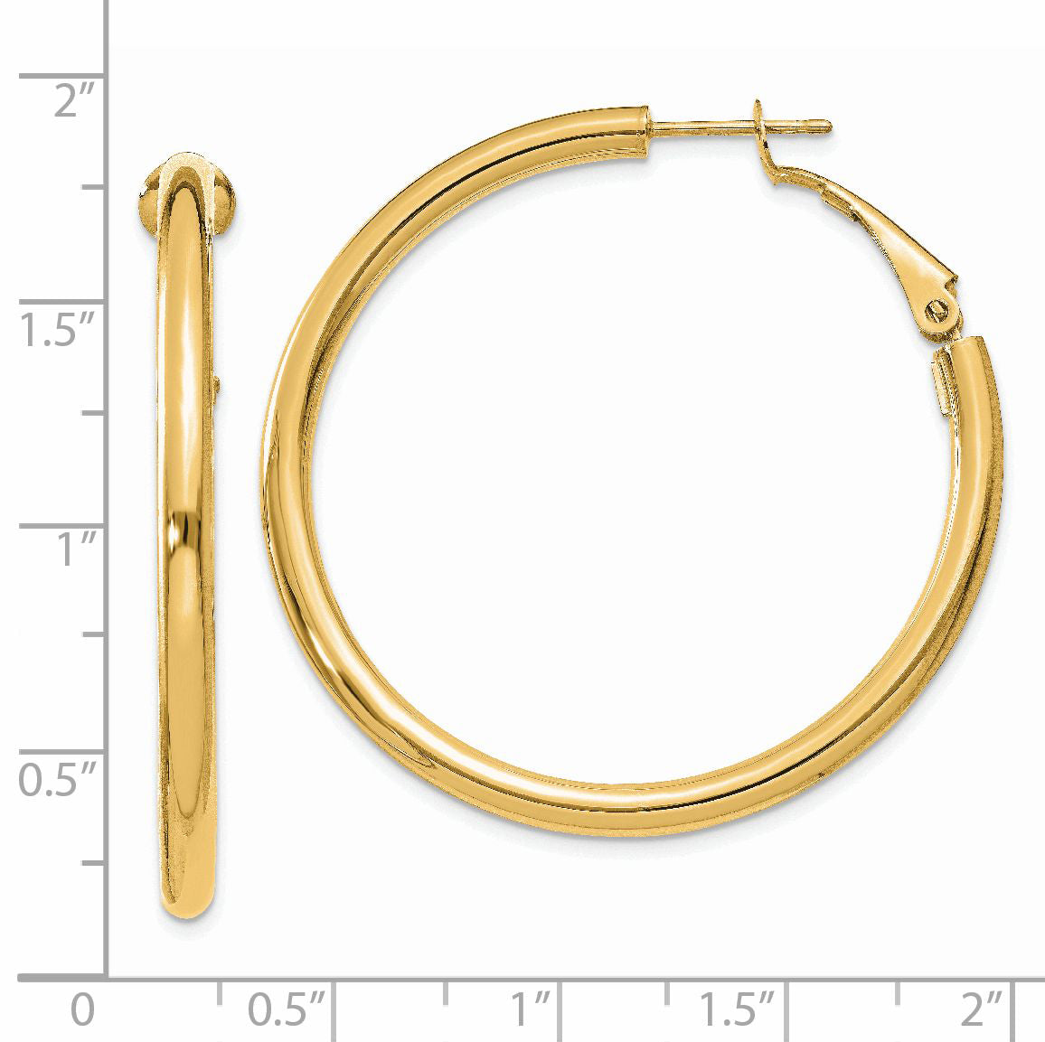14K Gold Polished Hoop Earrings with Omega Back Elegant and Lightweight