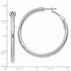 14K White Gold Polished Hoop Earrings with Omega Back Closure