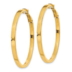 14K Gold Polished Square Tube Hoop Earrings with Omega Clip