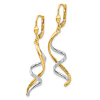 14K Two-Tone Gold Spiral Drop Earrings with Polished Finish Leverback