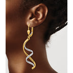 14K Two-Tone Gold Spiral Drop Earrings with Polished Finish Leverback