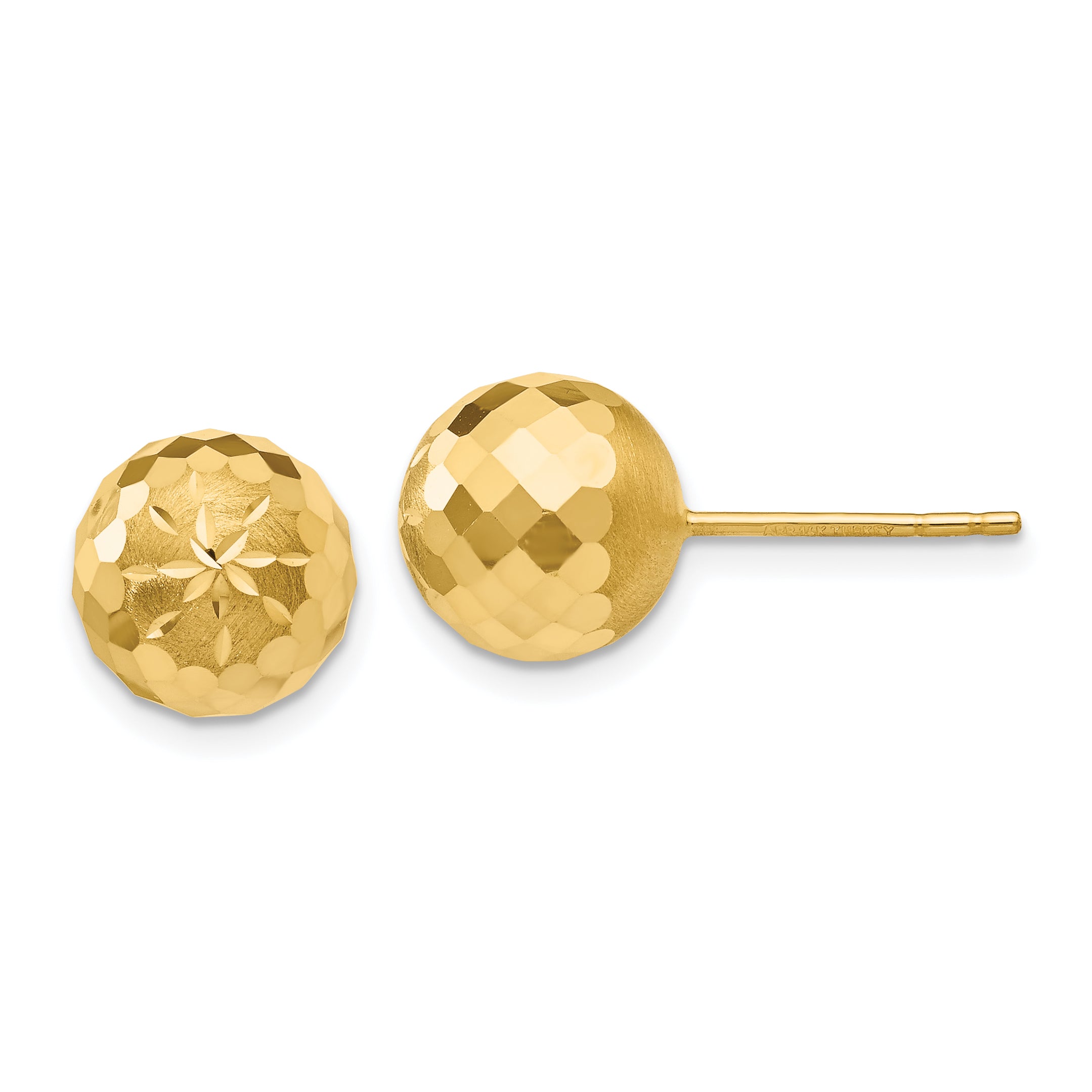 14k 9mm Diamond-cut Mirror Ball Post Earrings Main image