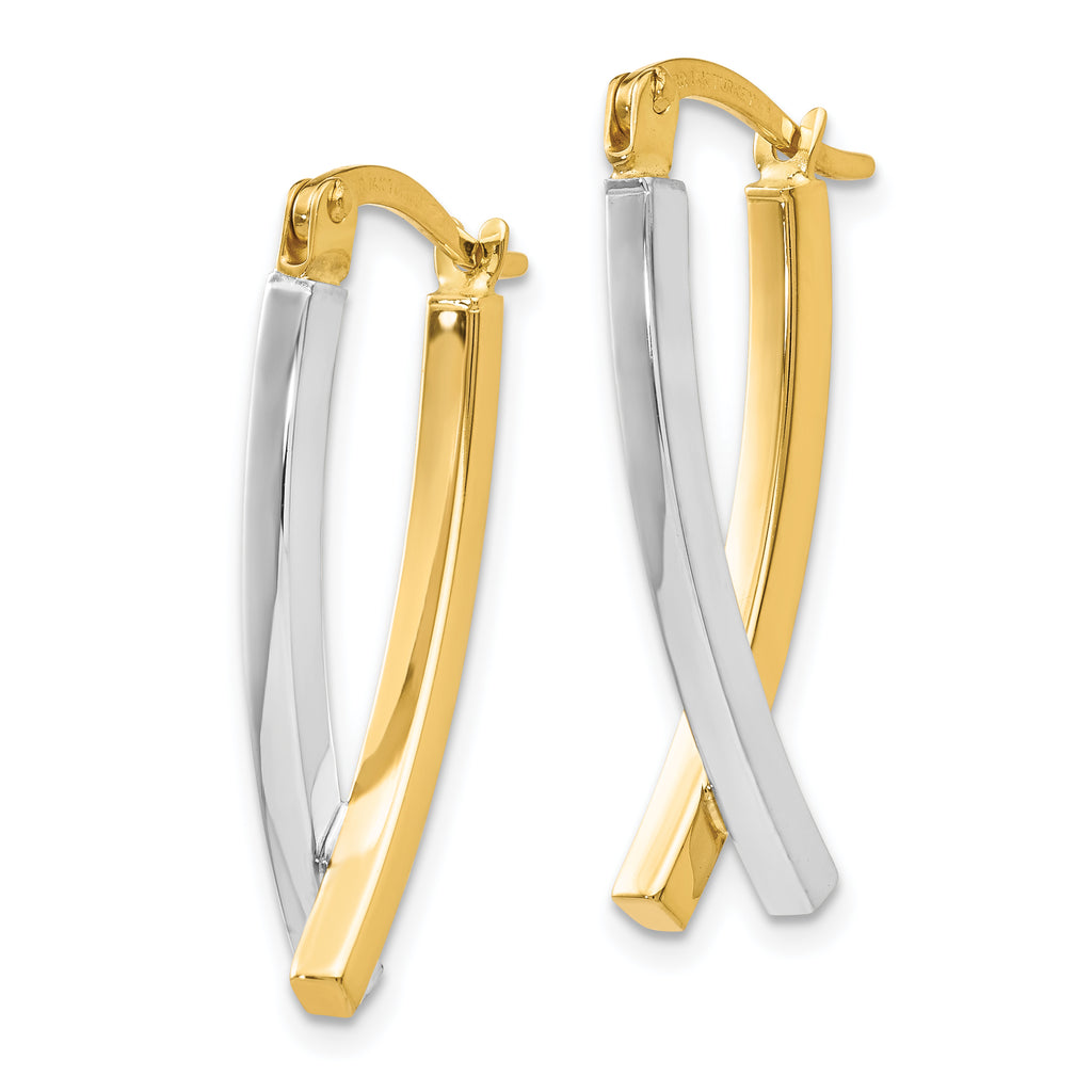 14K Two-Tone Gold Hinged Drop Earrings with Polished Finish Elegant Design