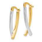 14K Two-Tone Gold Hinged Drop Earrings with Polished Finish Elegant Design