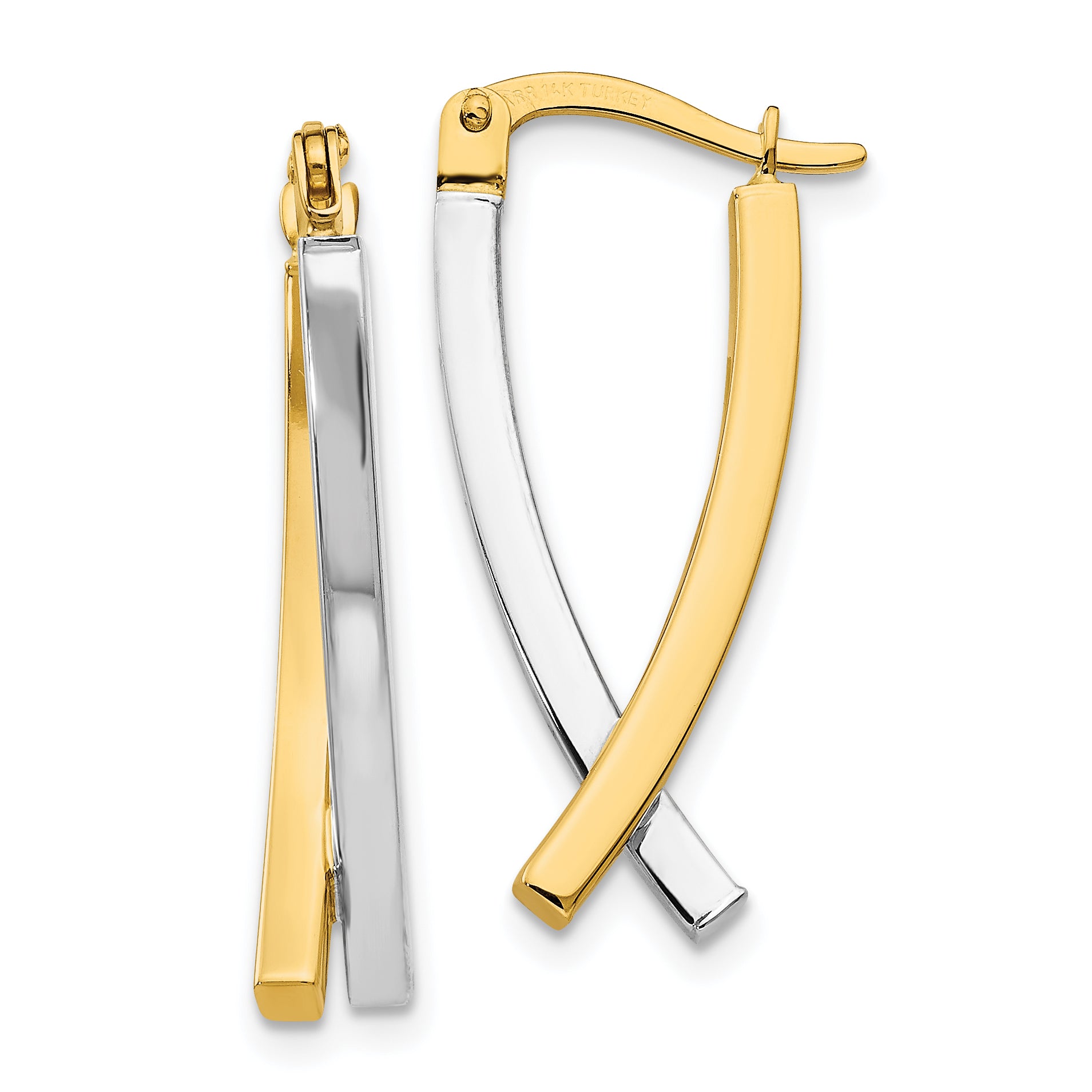 14K Two-tone Hinged Tube Earrings Main image