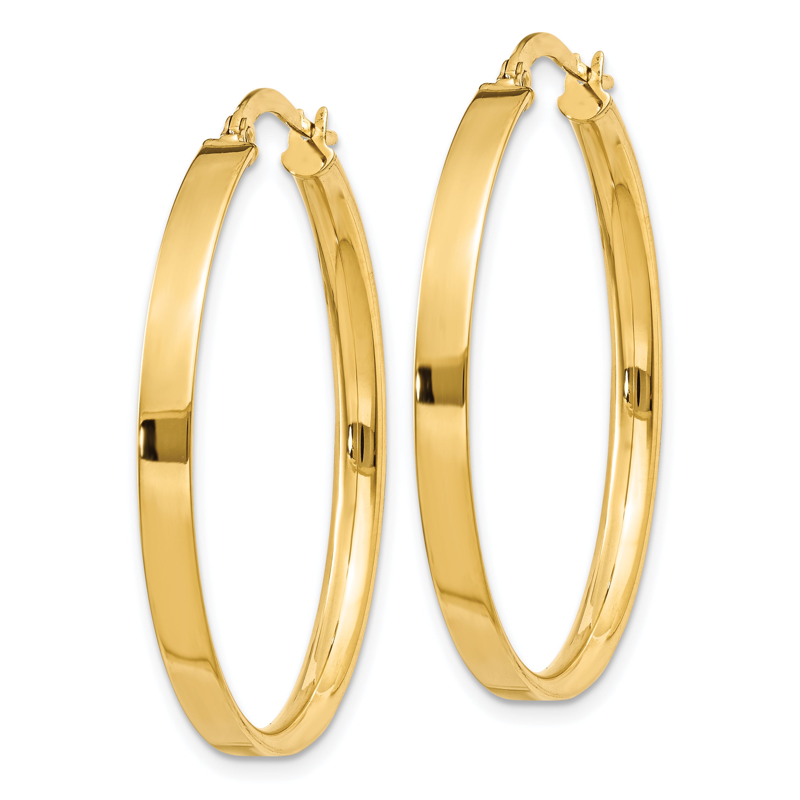 14K Gold Polished XL Hoop Earrings for Women Hollow 3mm Tubing Design
