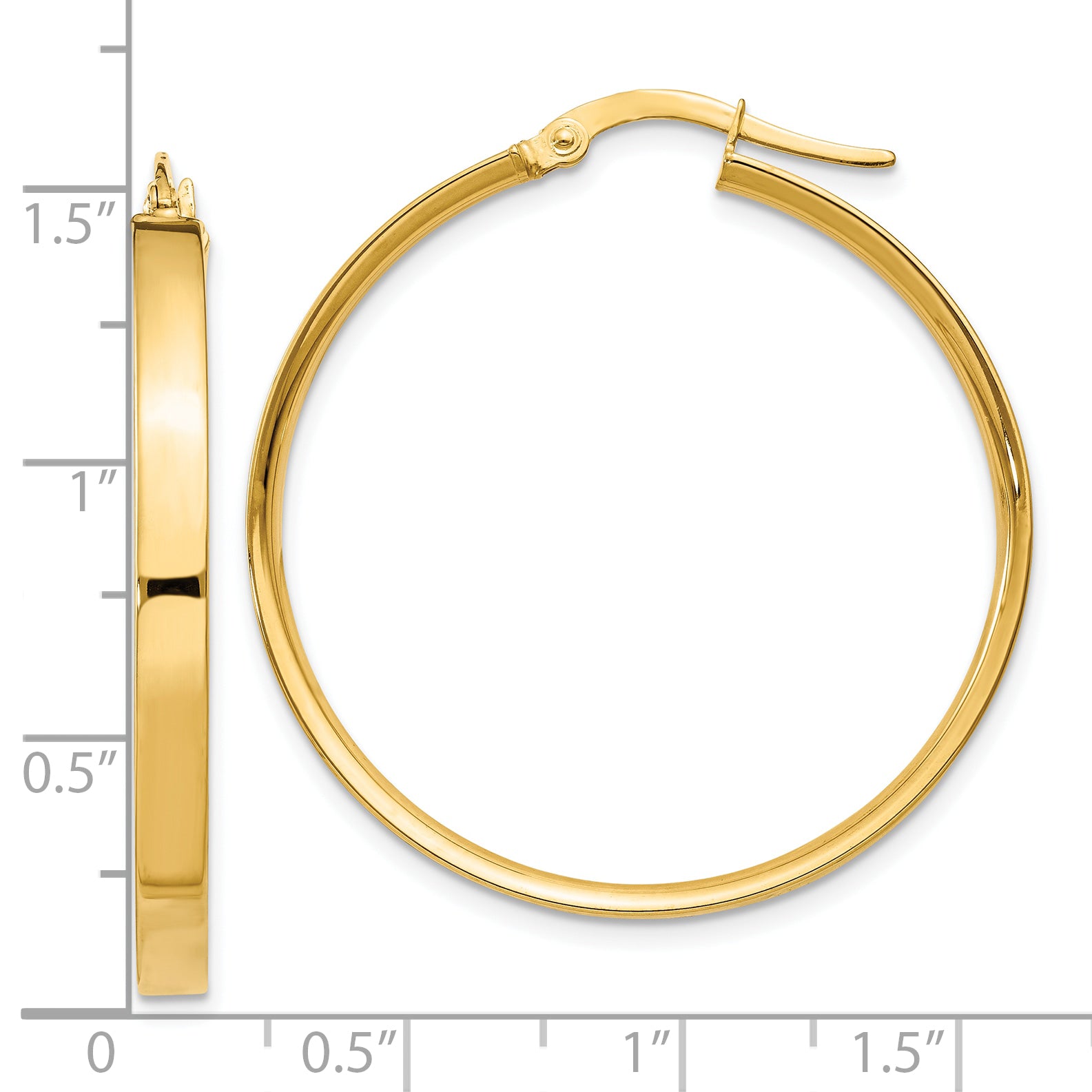 14K Gold Polished XL Hoop Earrings for Women Hollow 3mm Tubing Design