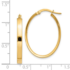 14K 3mm Oval Hoop Earrings
