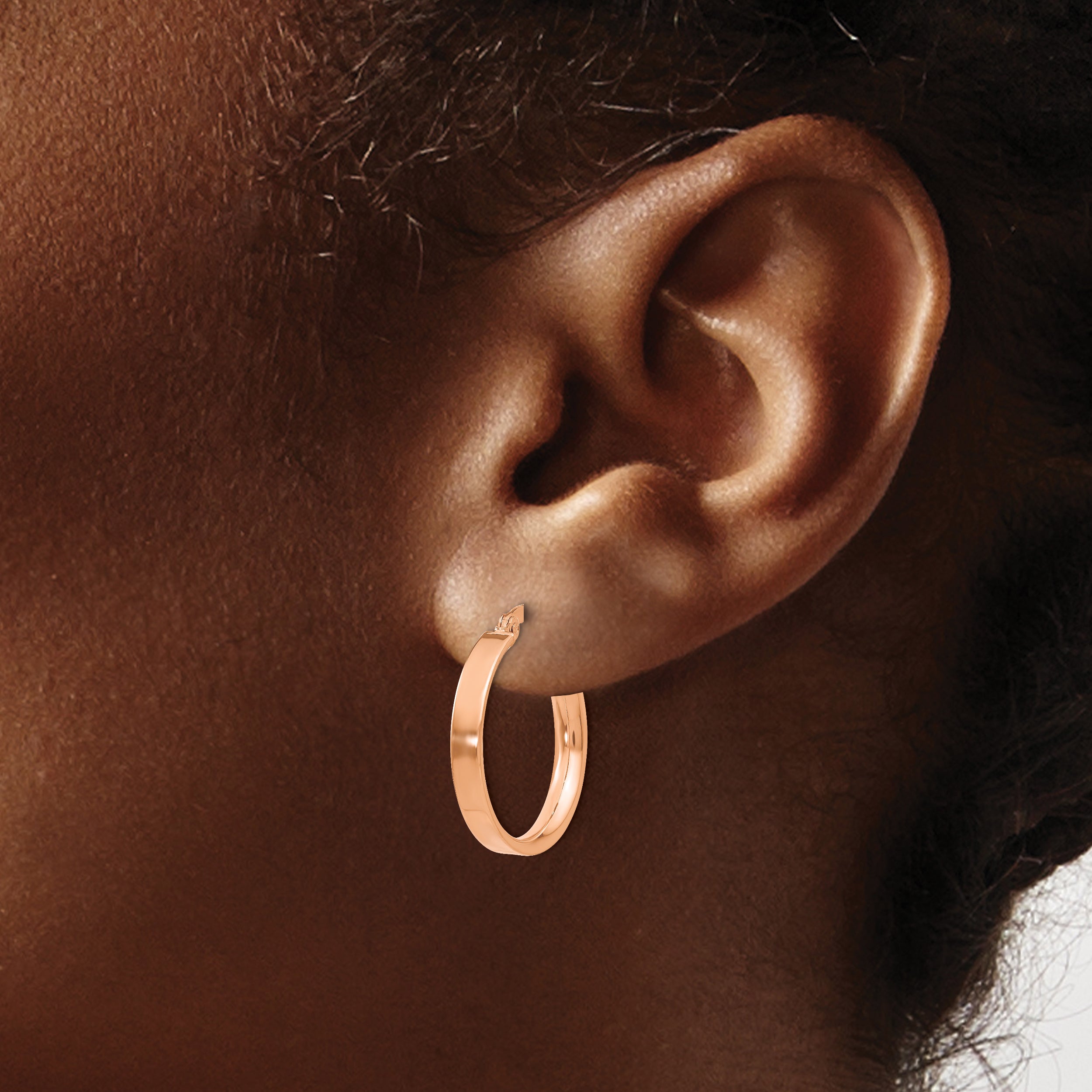 14K Rose Gold 3mm Small Hoop Earrings
