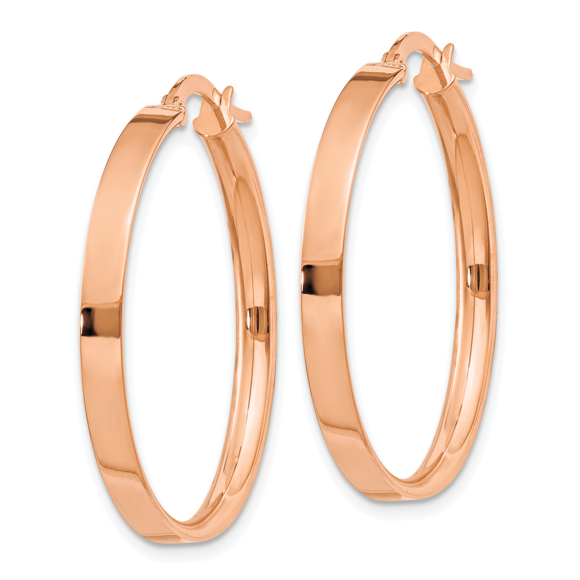 14K Rose Gold 3mm Large Hoop Earrings Secondary image