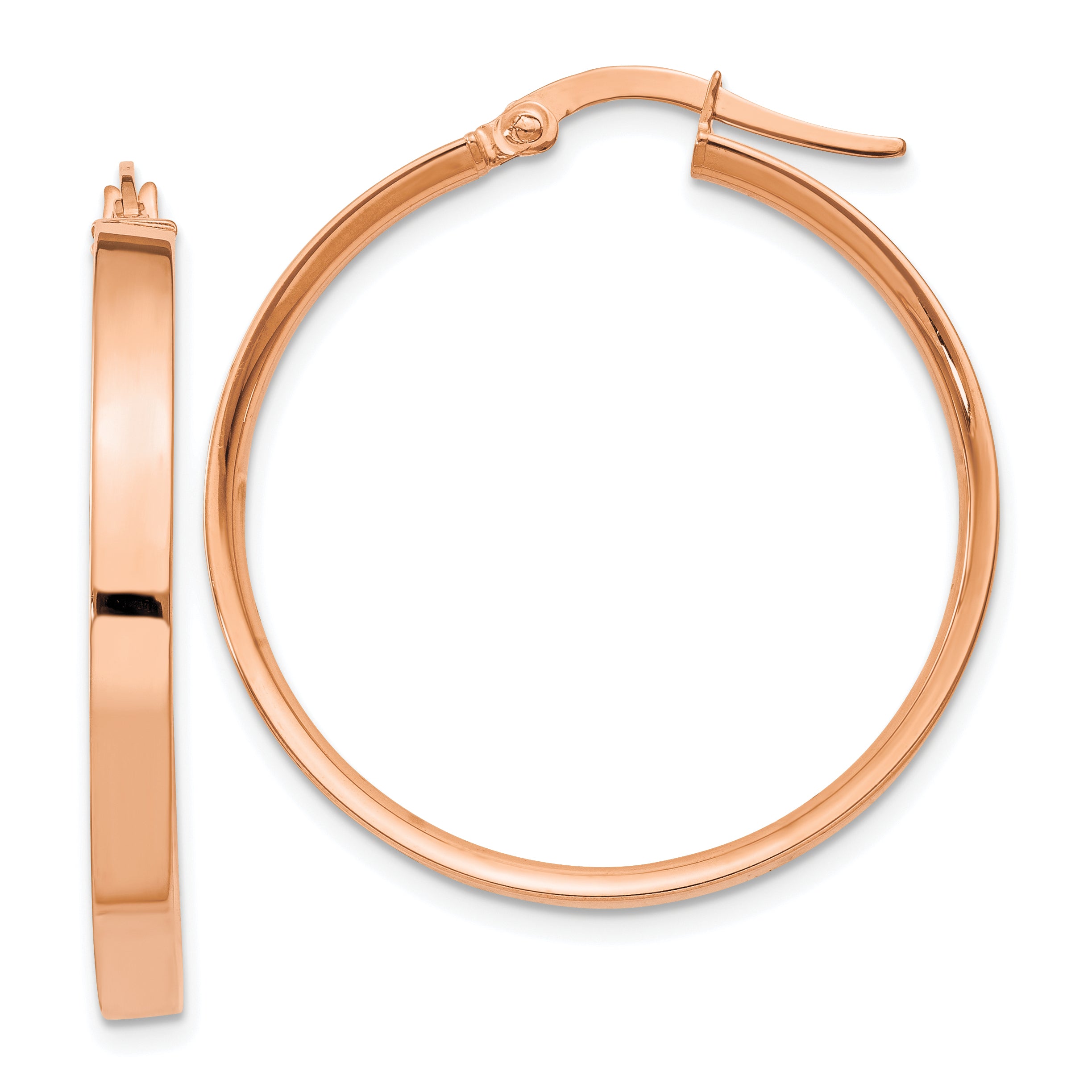 14K Rose Gold 3mm Large Hoop Earrings Main image