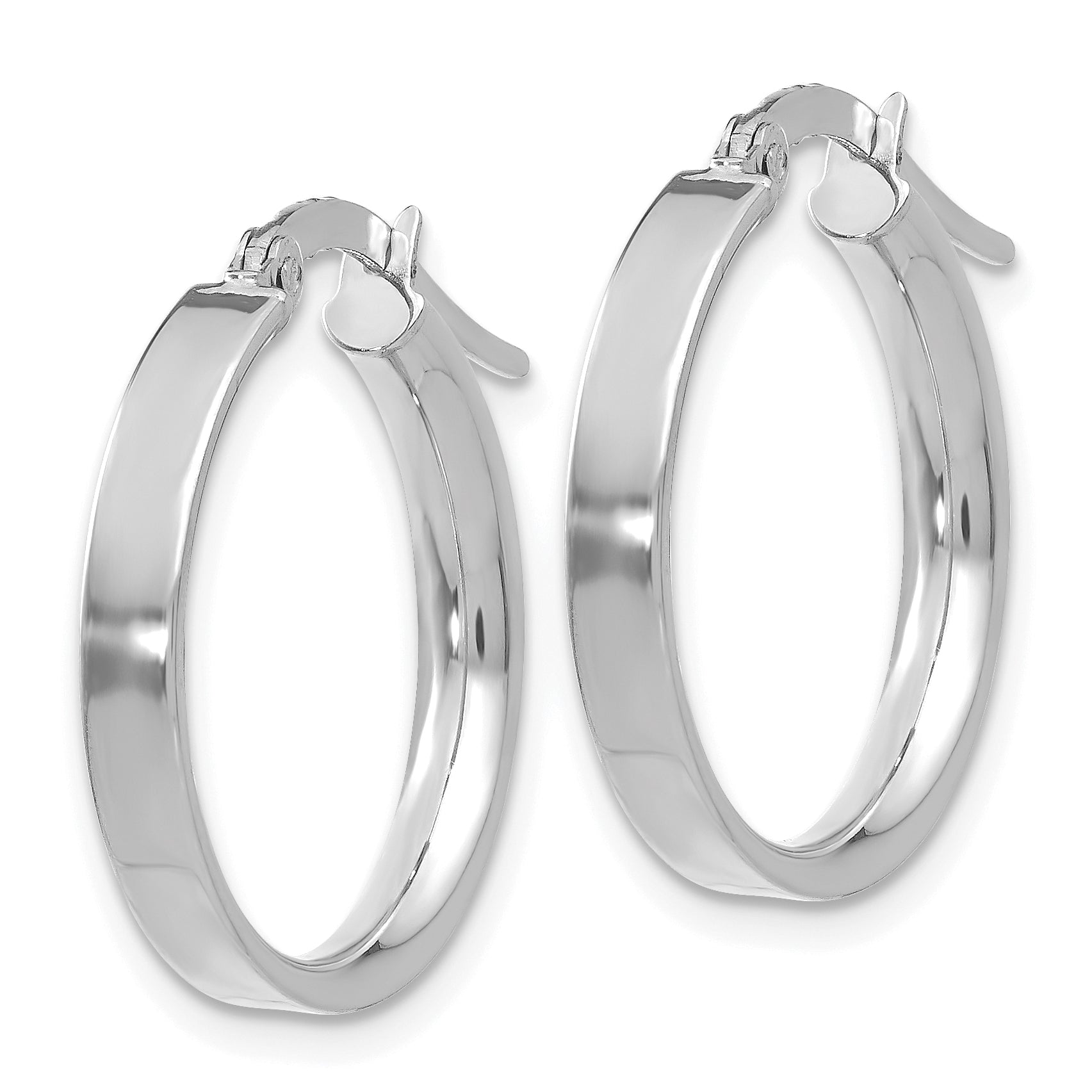 14K White Gold 3mm Small Hoop Earrings Secondary image