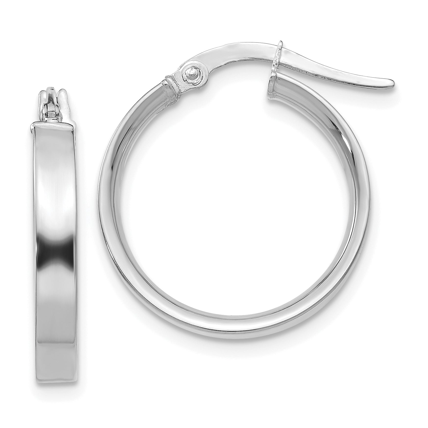 14K White Gold 3mm Small Hoop Earrings Main image