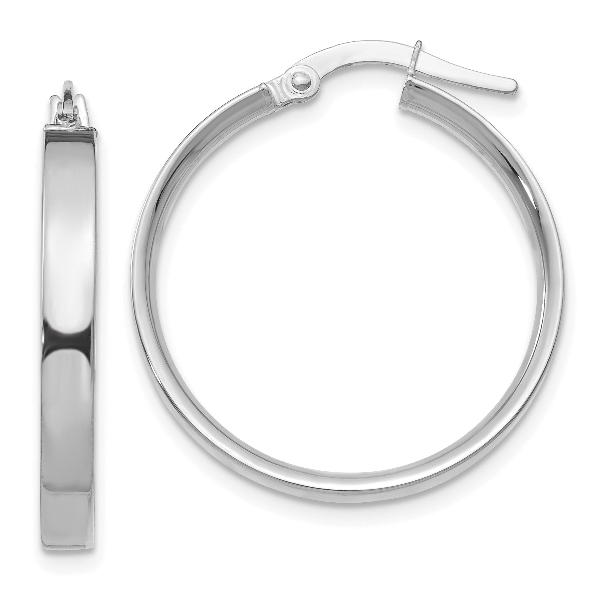 14K White Gold 3mm Medium Hoop Earrings Main image