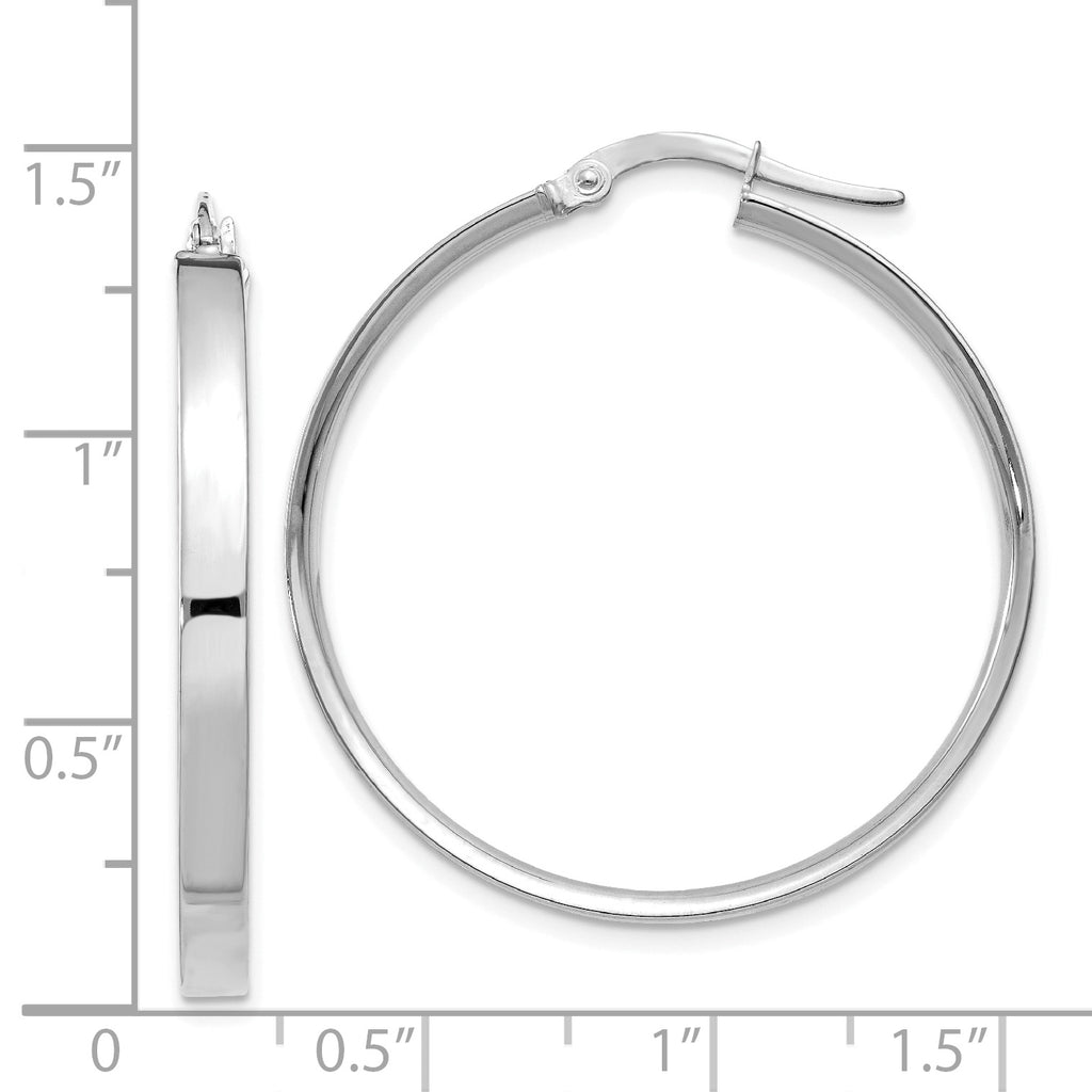 14K White Gold 3mm XL Hoop Earrings