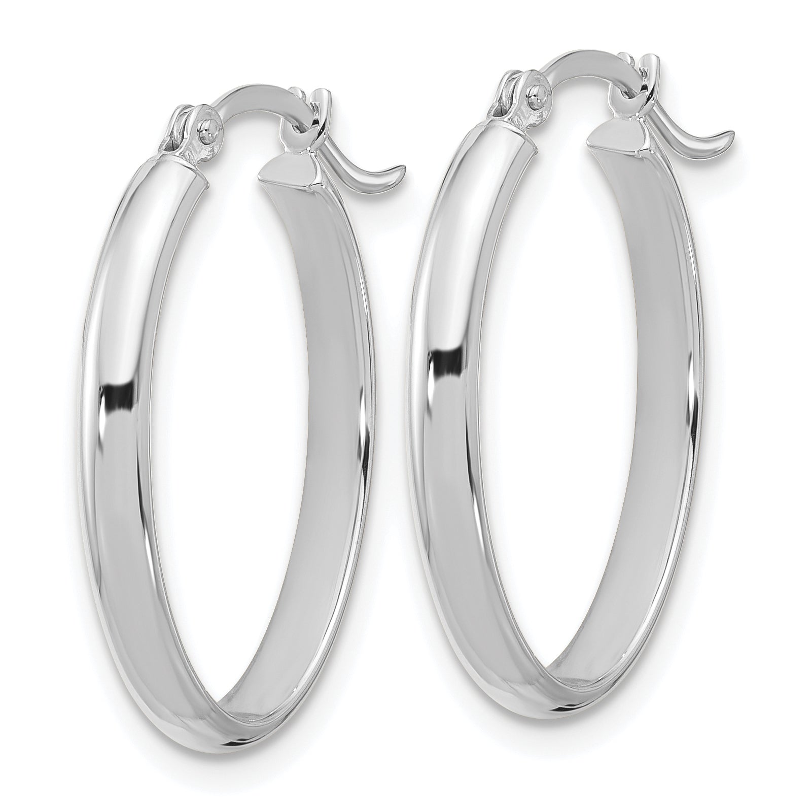 14K White Gold Oval Hoop Earrings with Rhodium Finish, Elegant and Nickel-Free Secondary image