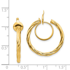 14K Gold Twisted Non-Pierced Hoop Earrings Polished Nickel-Free Hollow Design