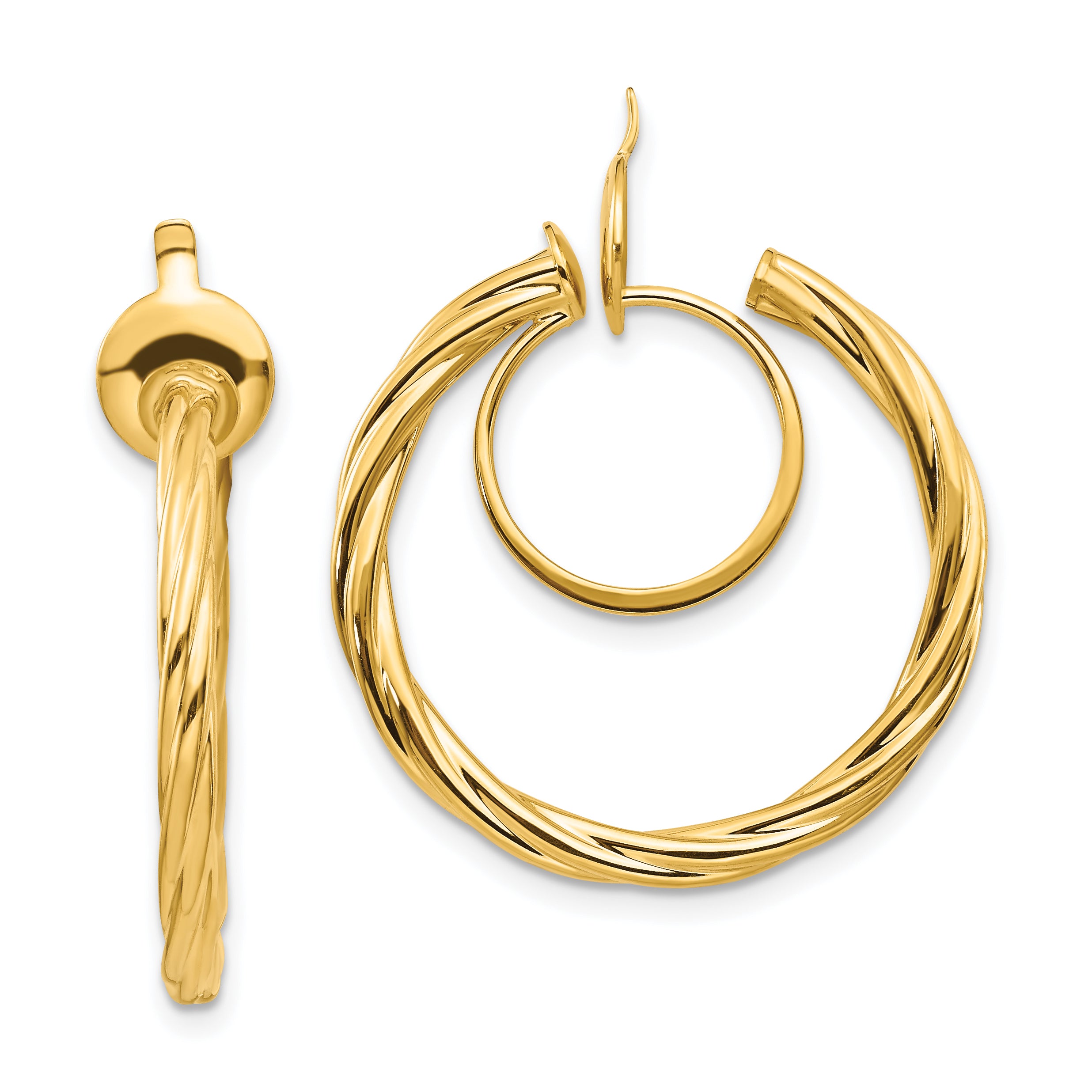 14K Twisted Non-pierced Hoop Earrings Main image