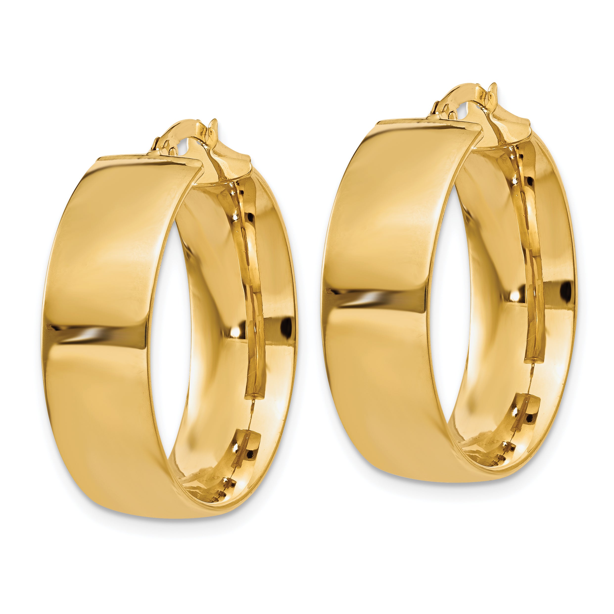 14K Yellow Gold Polished Large Hoop Earrings for Women