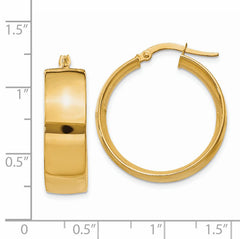 14K Yellow Gold Polished Large Hoop Earrings for Women