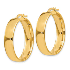 14K Gold Hoop Earrings with Polished Finish  6.75mm Hollow Design for Women