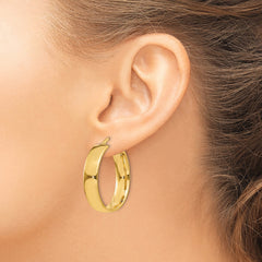 14K Gold Hoop Earrings with Polished Finish  6.75mm Hollow Design for Women
