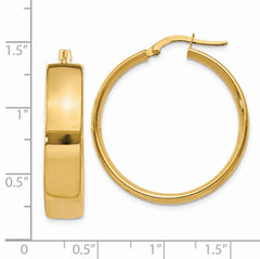 14K Gold Hoop Earrings with Polished Finish  6.75mm Hollow Design for Women
