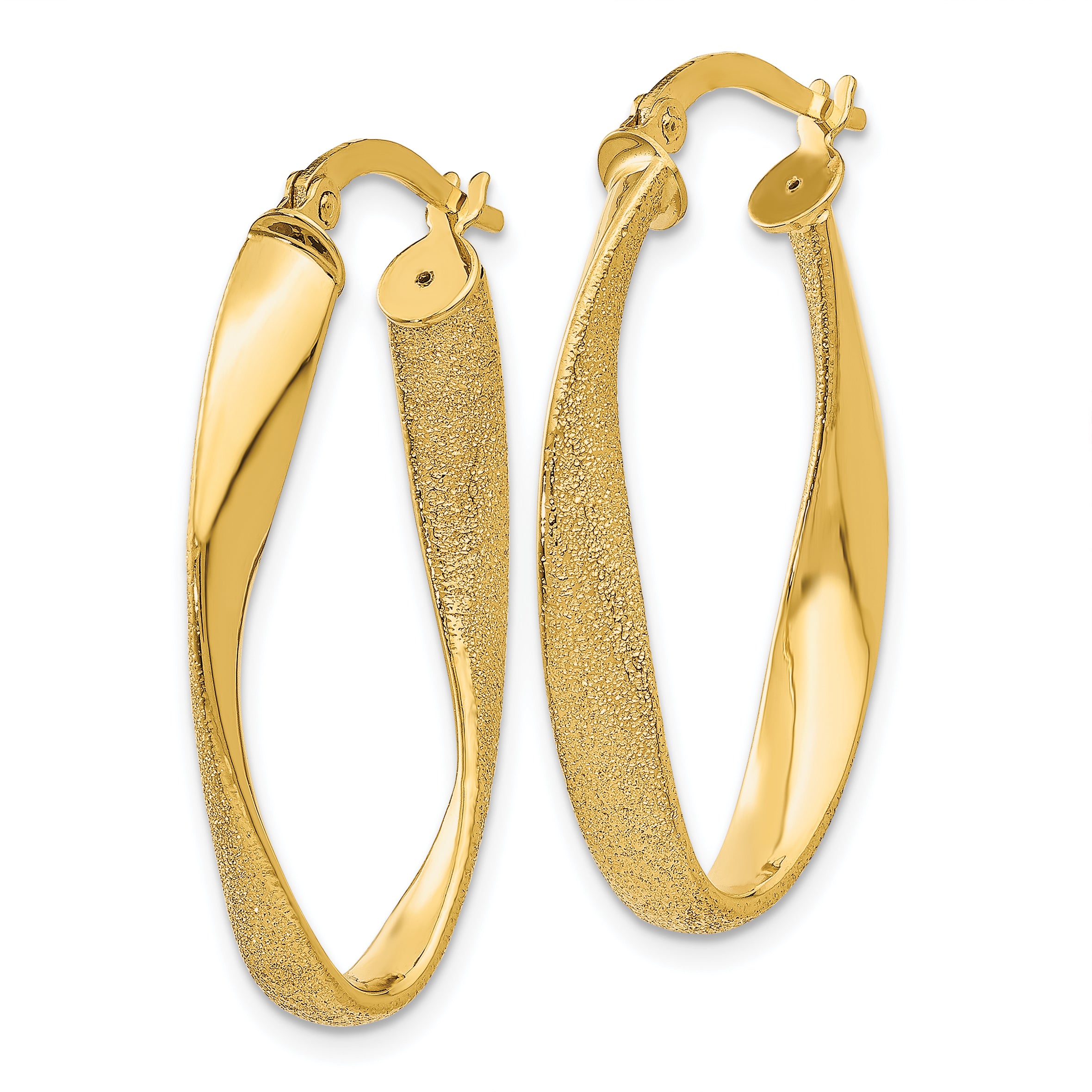 14K Gold Twisted Oval Hoop Earrings for Women  Polished & Nickel-Free