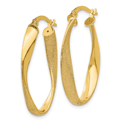 14K Gold Twisted Oval Hoop Earrings for Women  Polished & Nickel-Free