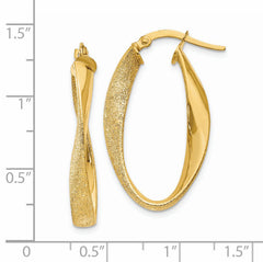 14K Gold Twisted Oval Hoop Earrings for Women  Polished & Nickel-Free