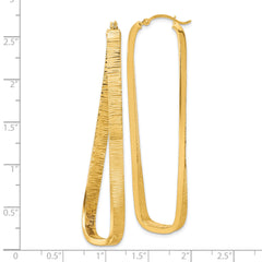 14K Gold Twisted Oval Hoop Earrings with Textured Finish 54mm