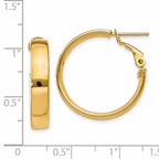 14K Gold 5mm Polished Hoop Earrings with Omega Back Closure Elegant Hollow Design