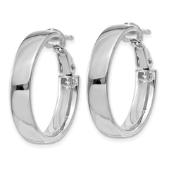 14K White Gold Polished Hoop Earrings with Omega Back Elegant 5mm Design