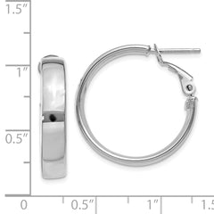 14K White Gold Polished Hoop Earrings with Omega Back Elegant 5mm Design