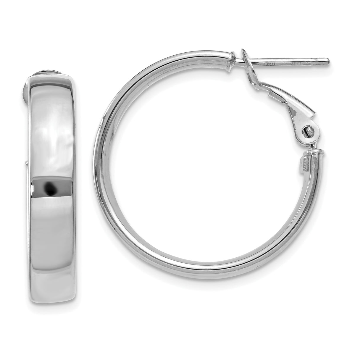 14k 5mm White Gold Omega Back Hoop Earrings