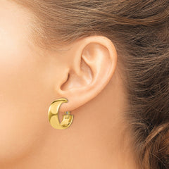 14K Gold Polished Hoop Earrings with Omega Back  Hollow, Sleek Design